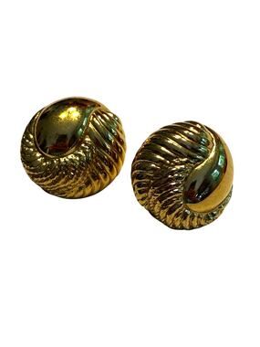 Vintage Monet clip on earrings shiny gold knotted textured dimensional 1980's